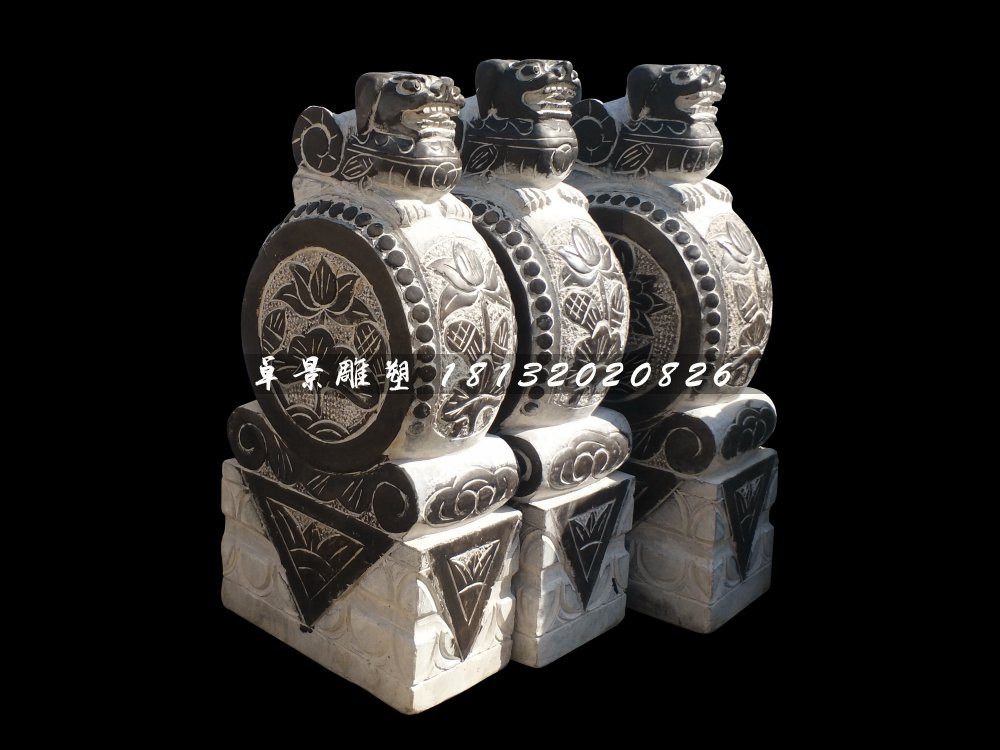 石雕門(mén)鼓，青石門(mén)墩雕塑