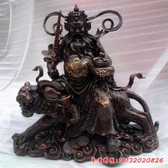 銅財神雕塑，財神騎虎銅雕