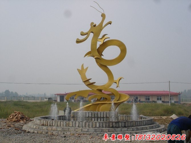 不銹鋼金龍雕塑，不銹鋼神獸雕塑