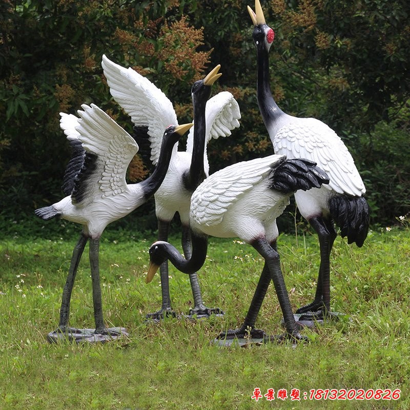 玻璃鋼仙鶴雕塑，玻璃鋼廣場雕塑