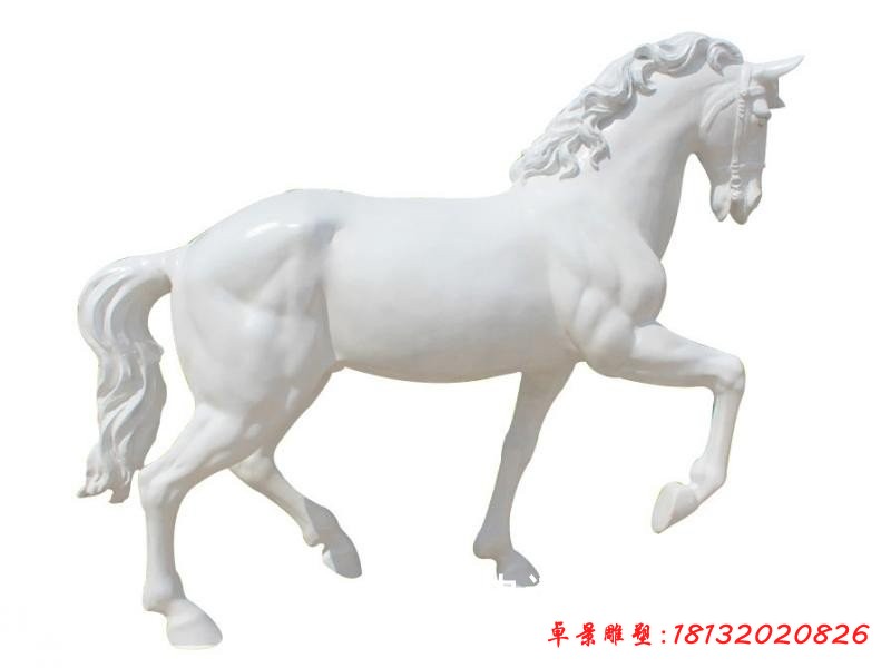玻璃鋼白馬雕塑，玻璃鋼動(dòng)物雕塑