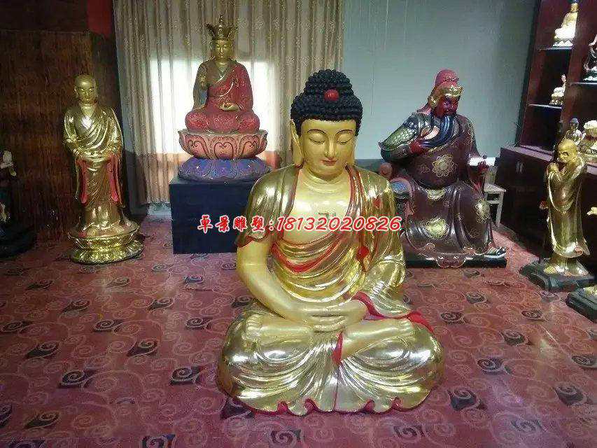 玻璃鋼阿彌陀佛雕塑，貼金佛像雕塑