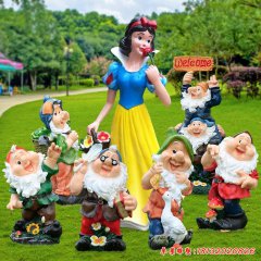 卡通人物雕塑，玻璃鋼白雪公主與小矮人雕塑