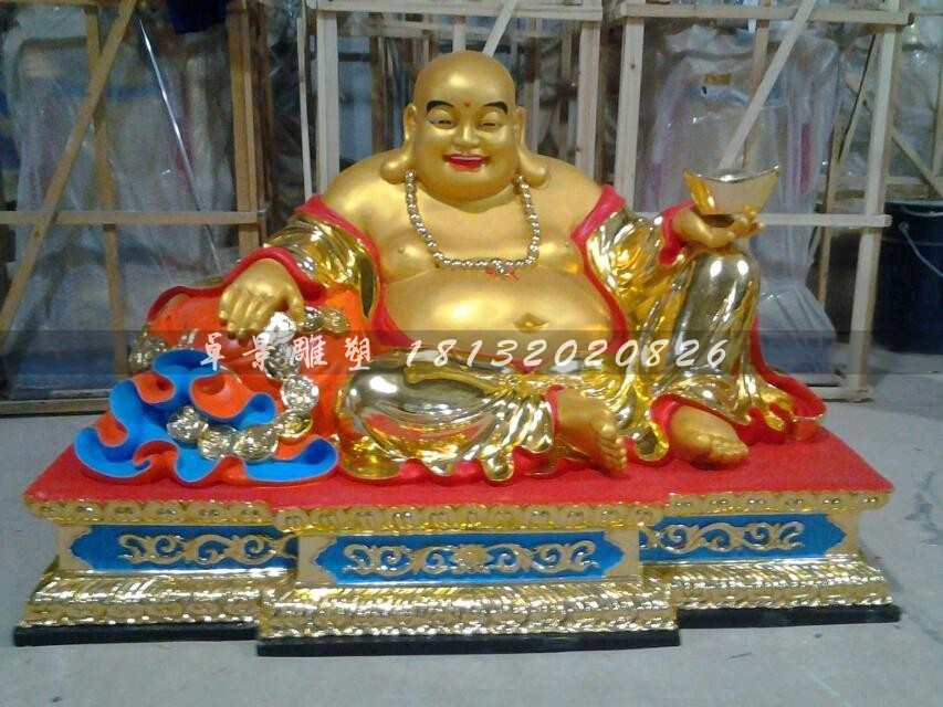 大肚彌勒佛雕塑，玻璃鋼彩繪佛像雕塑