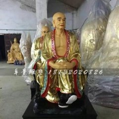 十八羅漢雕塑，玻璃鋼貼金佛像