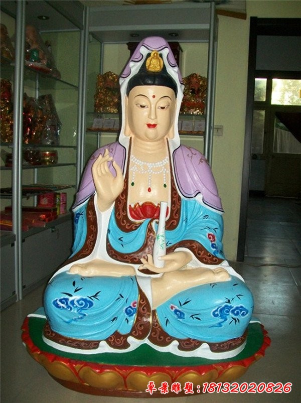 觀音菩薩雕塑，玻璃鋼彩繪觀音雕塑