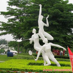 不銹鋼打羽毛球運(yùn)動人物雕塑