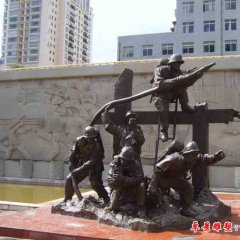 公園人物消防員銅雕