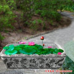 公園小區方形石雕荷花缸