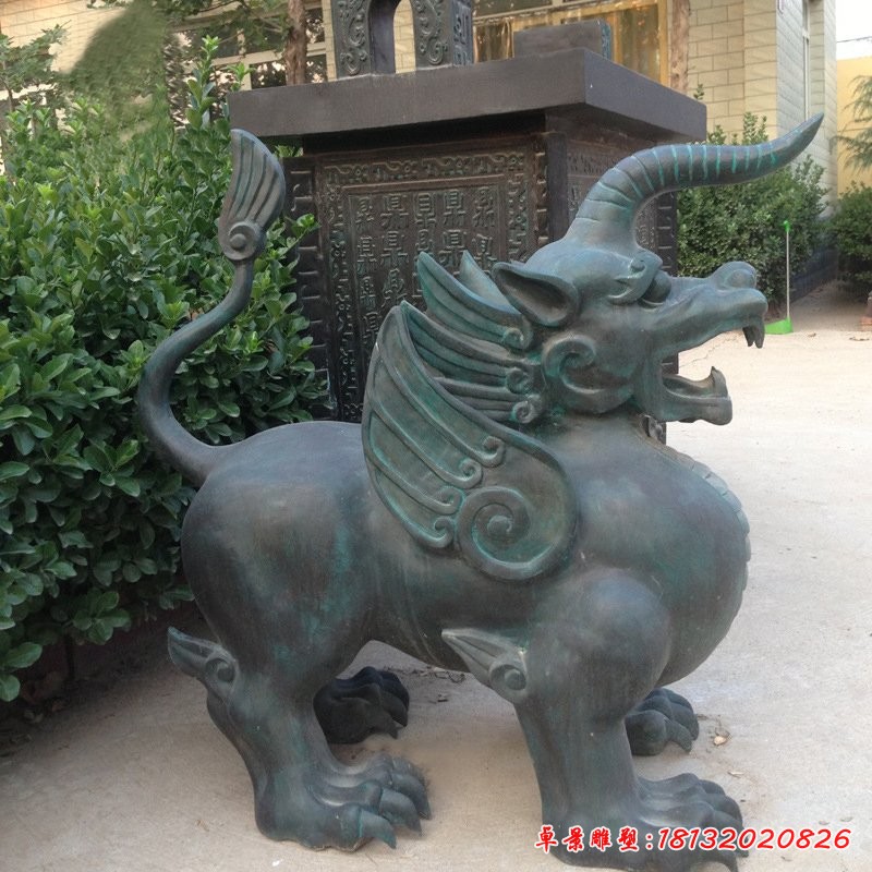 青銅獨角獸獬豸雕塑