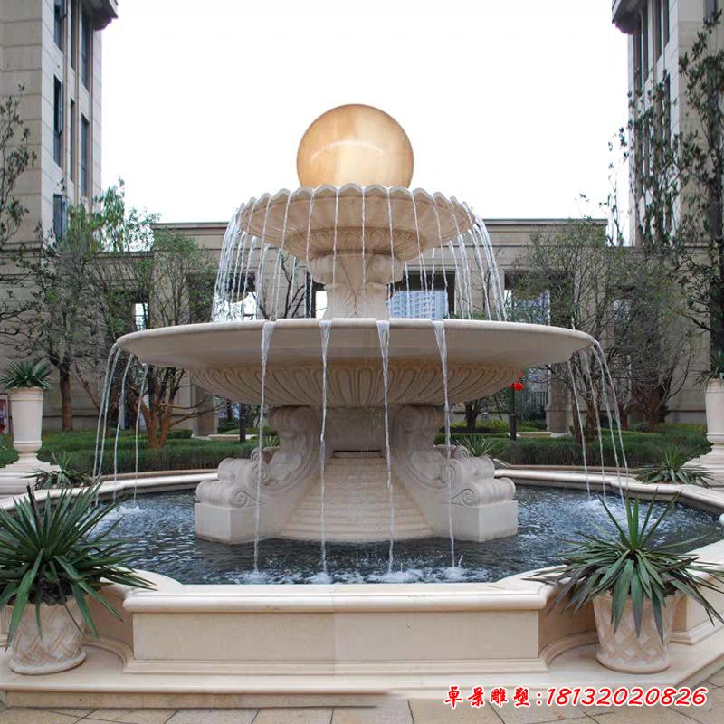 別墅大型風水球噴泉石雕