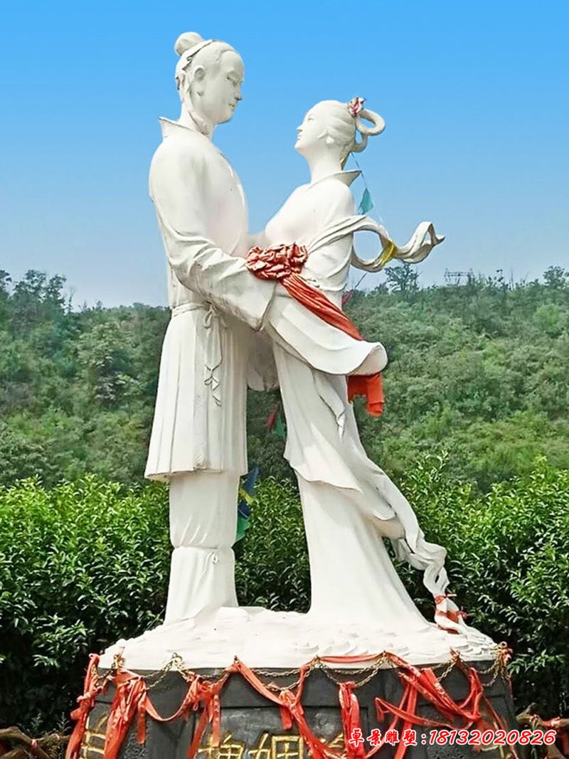 景區漢白玉牛郎織女石雕