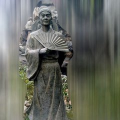 景區古代名人杜甫銅雕