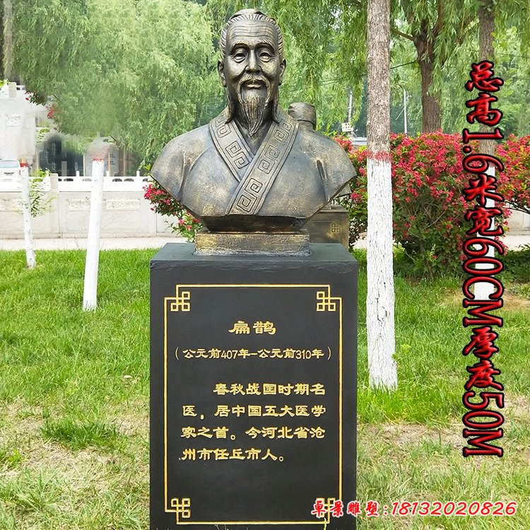 春秋戰(zhàn)國時(shí)期名醫(yī)扁鵲胸像銅雕