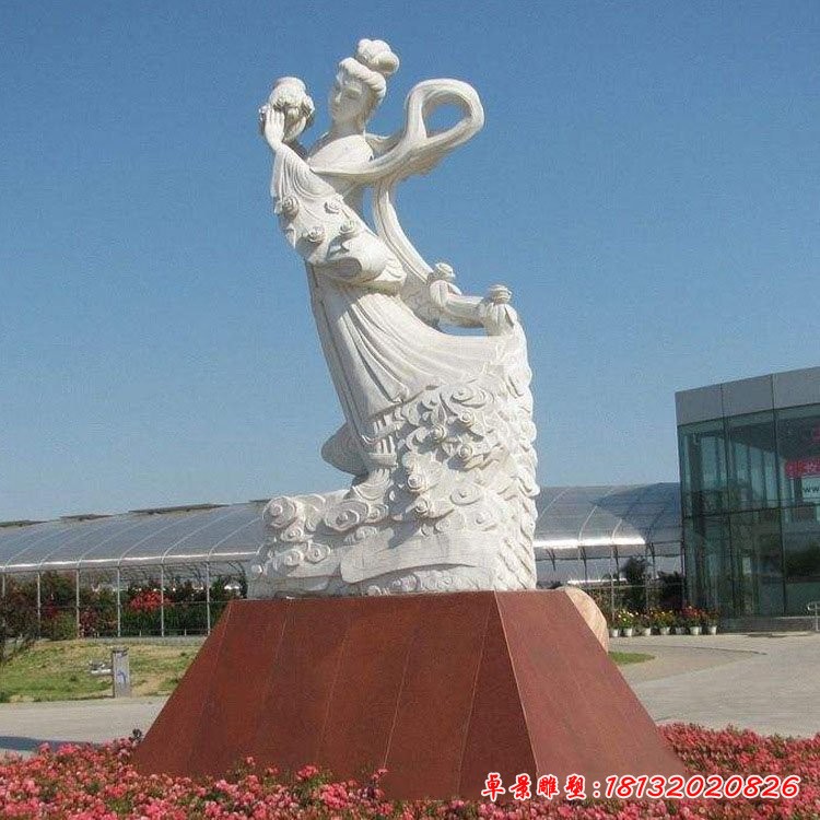 景區漢白玉天女散花石雕