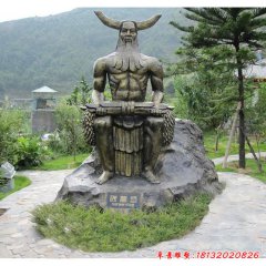 景區古代人物神農氏銅雕