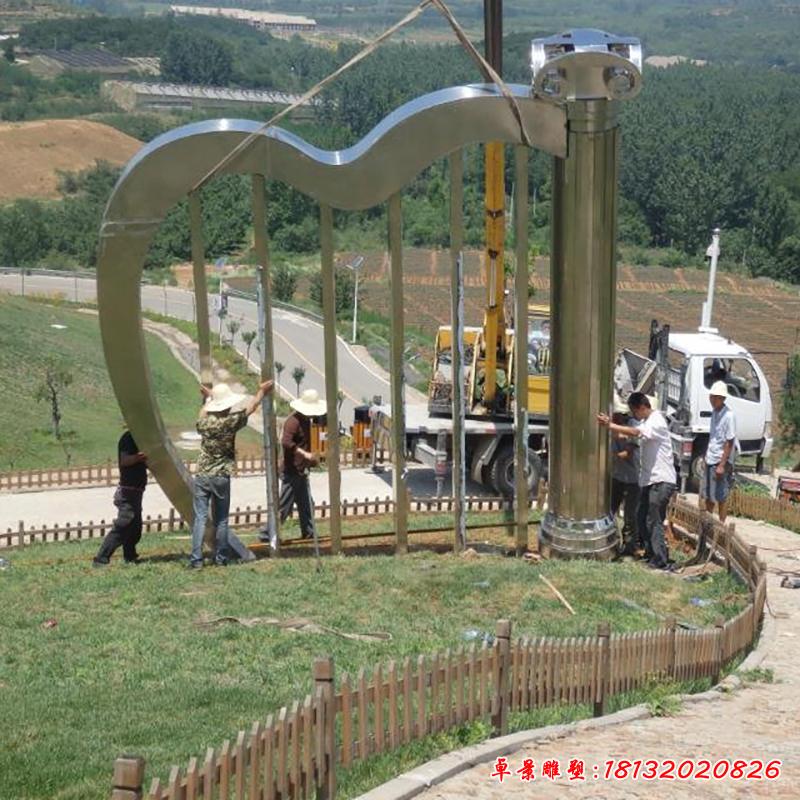 不銹鋼豎琴雕塑，廣場不銹鋼樹琴雕塑 (6)