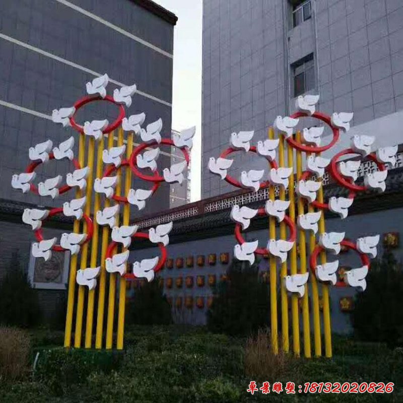 不銹鋼飛鴿動物雕塑