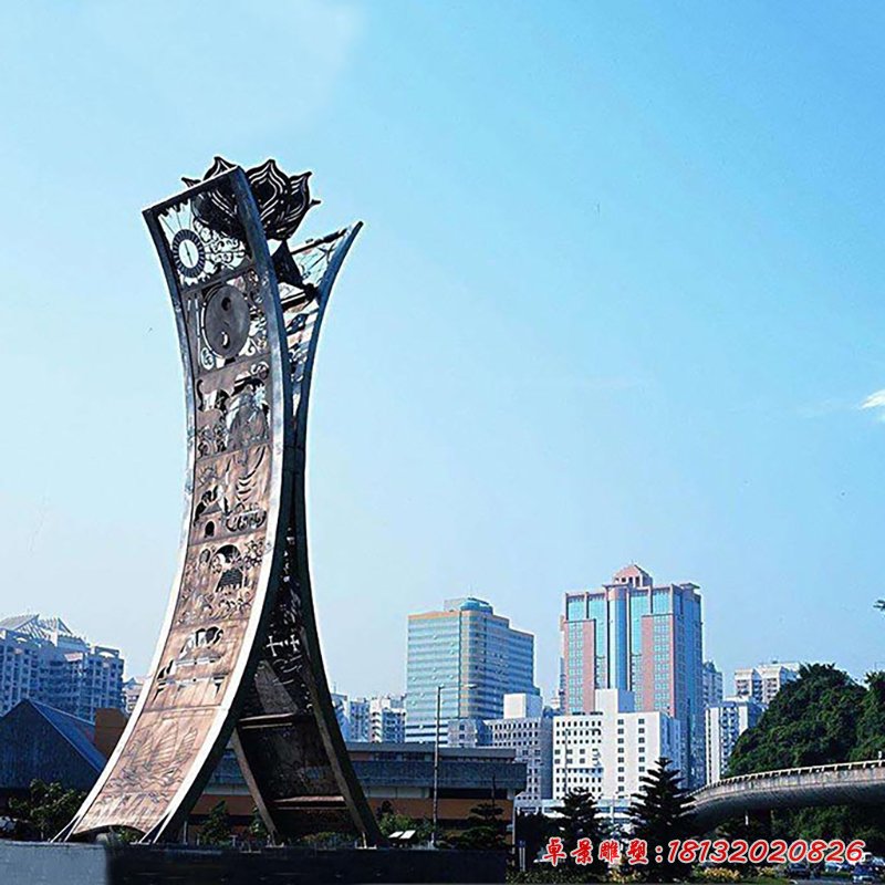 大型創(chuàng)意鏤空花朵廣場(chǎng)景觀，不銹鋼雕塑 (2)