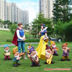 玻璃鋼卡通白雪公主和七個小矮人雕塑