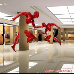 戶外玻璃鋼穿柱抽象人物雕塑