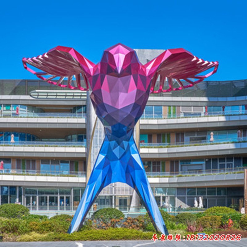 公園不銹鋼抽象電鍍風箏雕塑