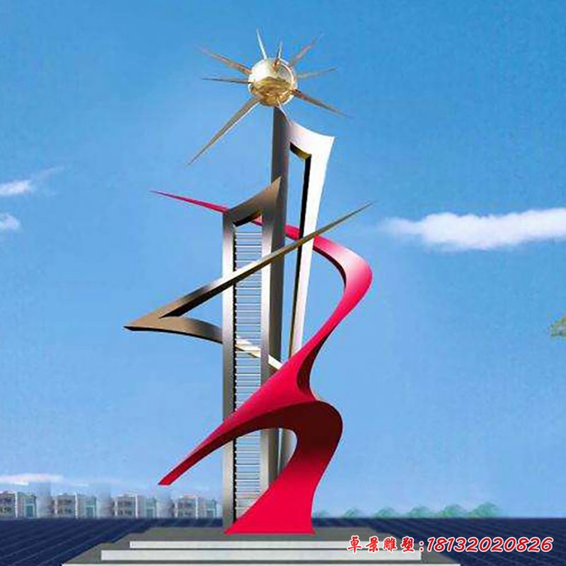 企業不銹鋼抽象科技之光雕塑 (21)