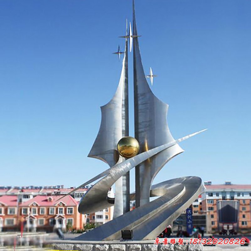 企業不銹鋼抽象科技之光雕塑 (16)