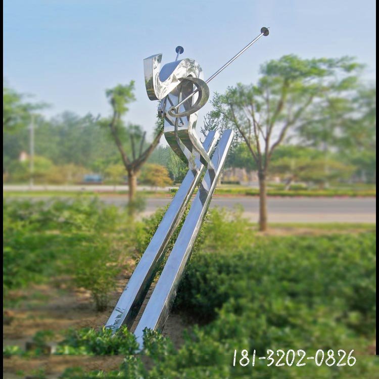 抽象滑雪人物雕塑 公園不銹鋼人物雕塑[1]