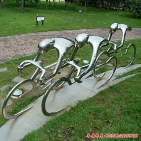 不銹鋼抽象騎車雕塑