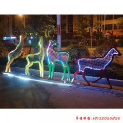 不銹鋼發光梅花鹿雕塑