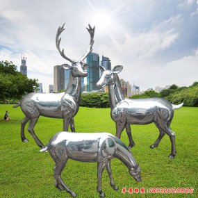 公園抽象鹿不銹鋼雕塑