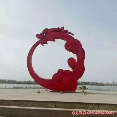 企業不銹鋼紅色烤漆雕塑龍