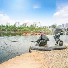 老翁釣魚防銅人物雕塑