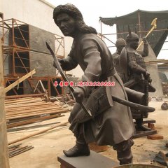 蒙古射箭人物銅雕塑