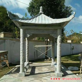 四角涼亭石雕