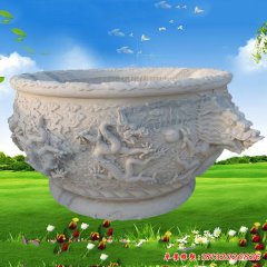 漢白玉水缸石雕