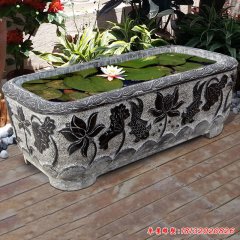 石雕長(zhǎng)方形魚缸