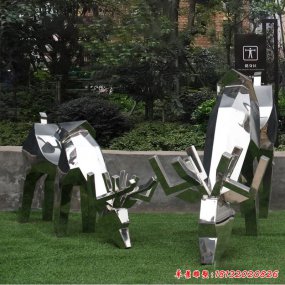 不銹鋼塊面動物雕塑